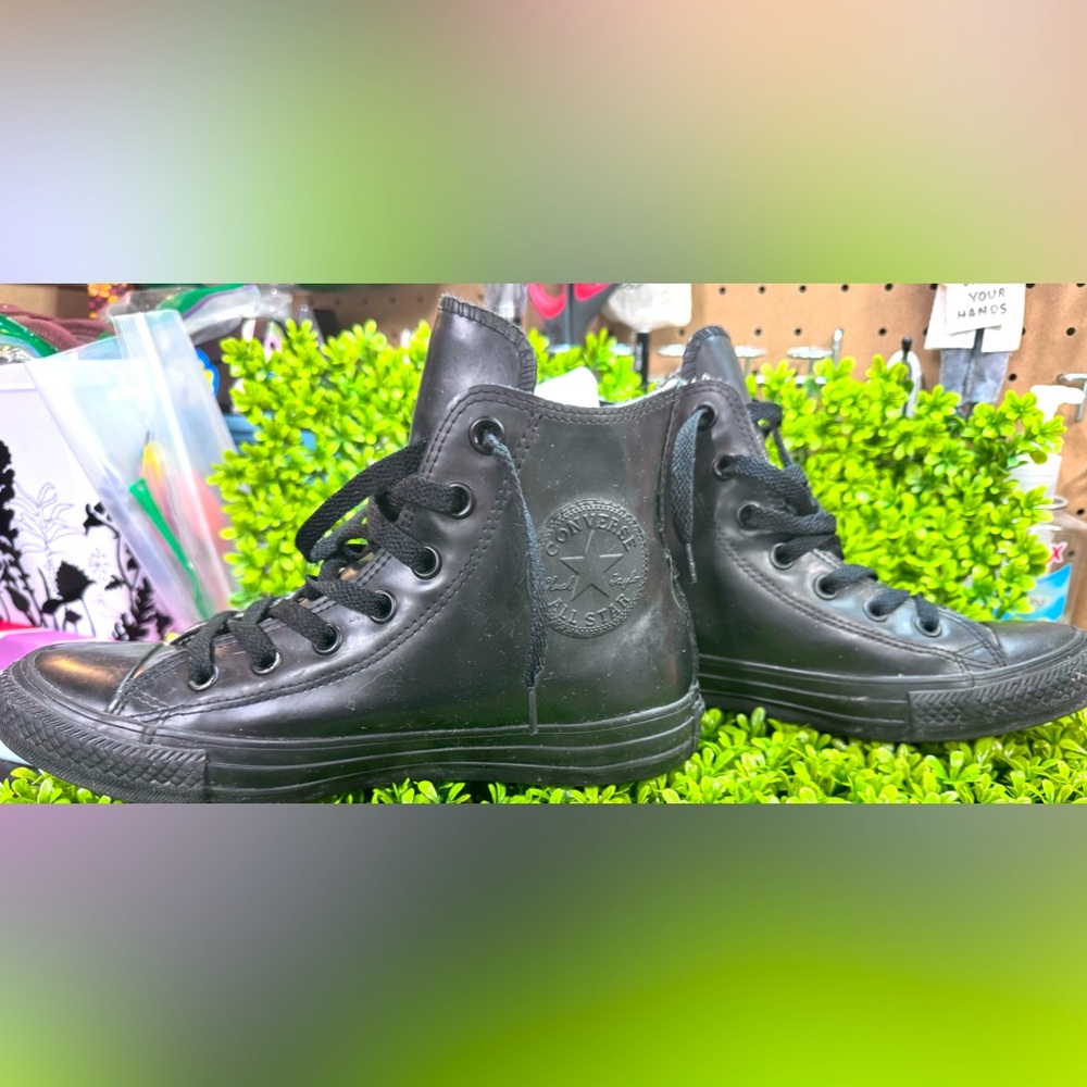 Black on Black Rubber High Tops